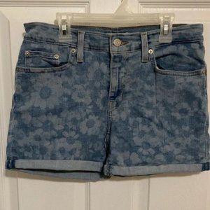 Levi’s women’s mid-length jean shorts with floral wash